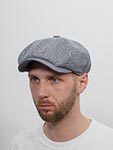Кепка STETSON арт. 6812401 8-PANEL CAP SILK/COTTON GLENCHECK (синий / серый)